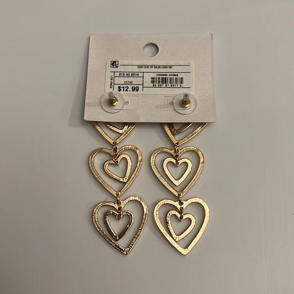 SUGARFIX by BaubleBar Stacked Gold Heart Drop Earrings - Gold - Picture 4 of 4